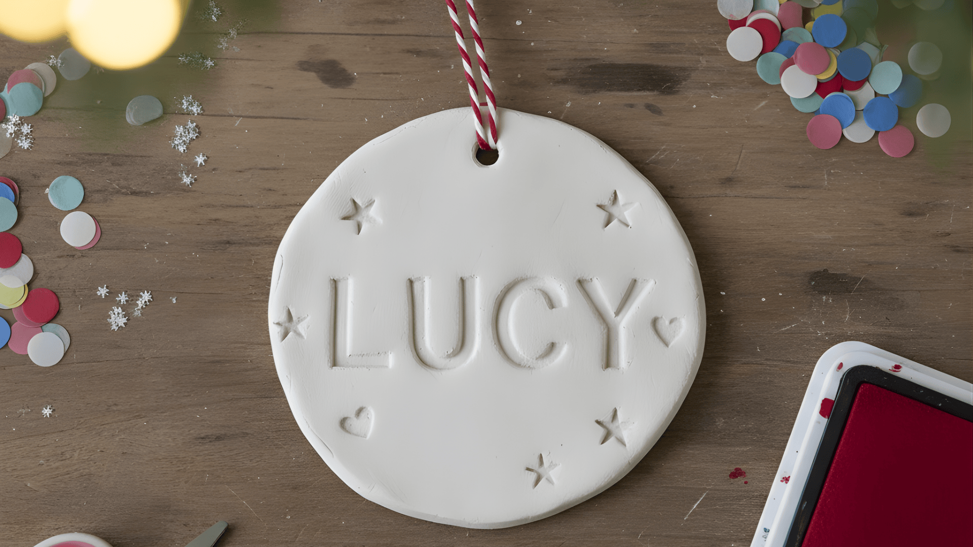 air dry clay name tag ornament