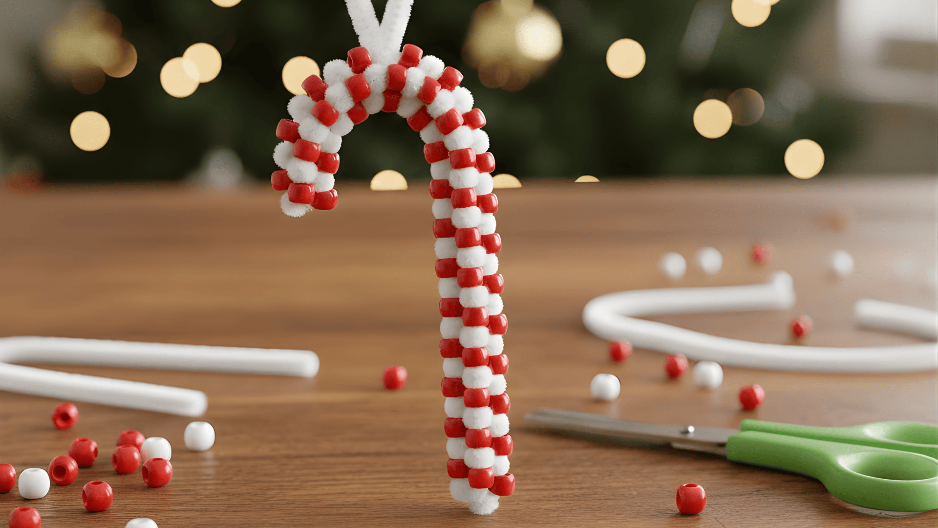 beaded candy cane ornament