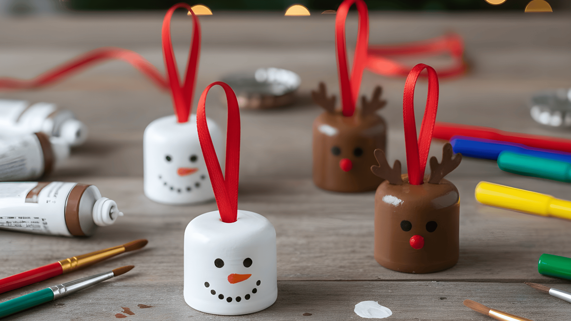 bottle cap reindeer or snowman