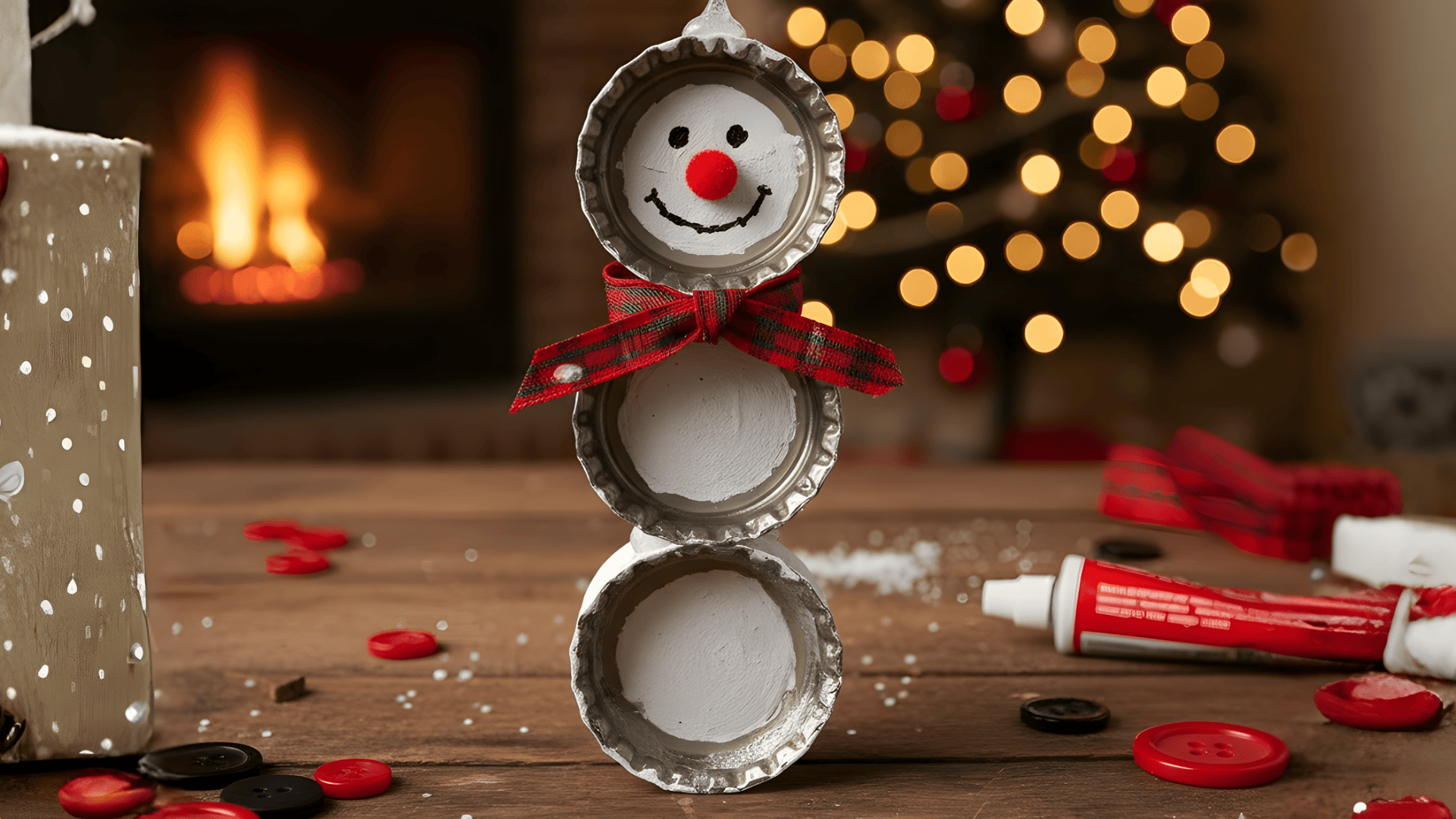 bottle cap snowman ornament