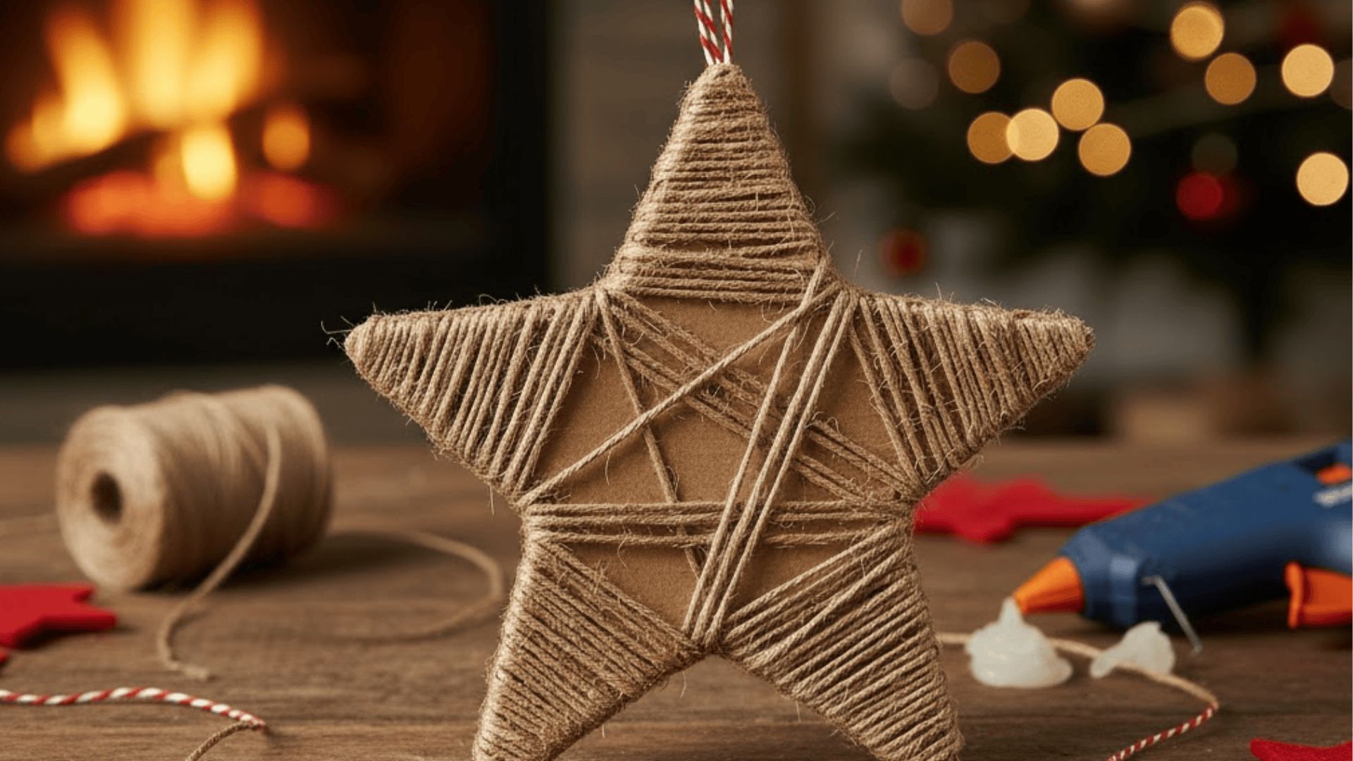 cardboard star wrapped in twine