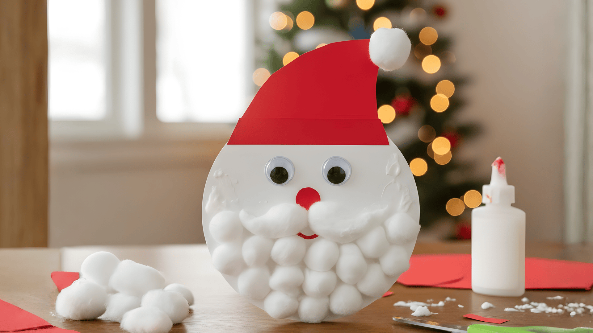 cotton ball santa face