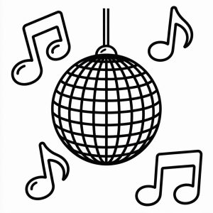 Disco Ball with Music Notes