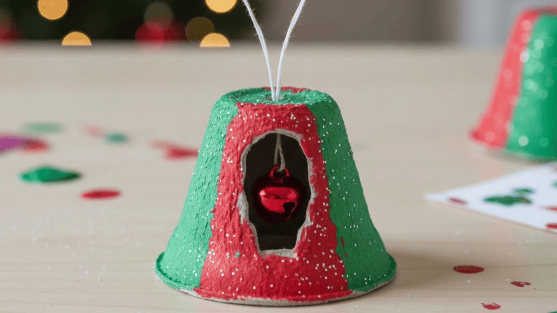 egg carton bell ornament