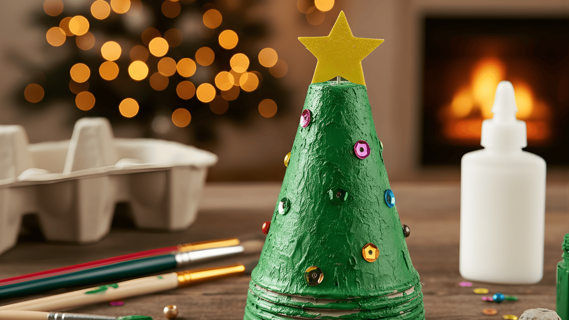 egg carton christmas tree craft