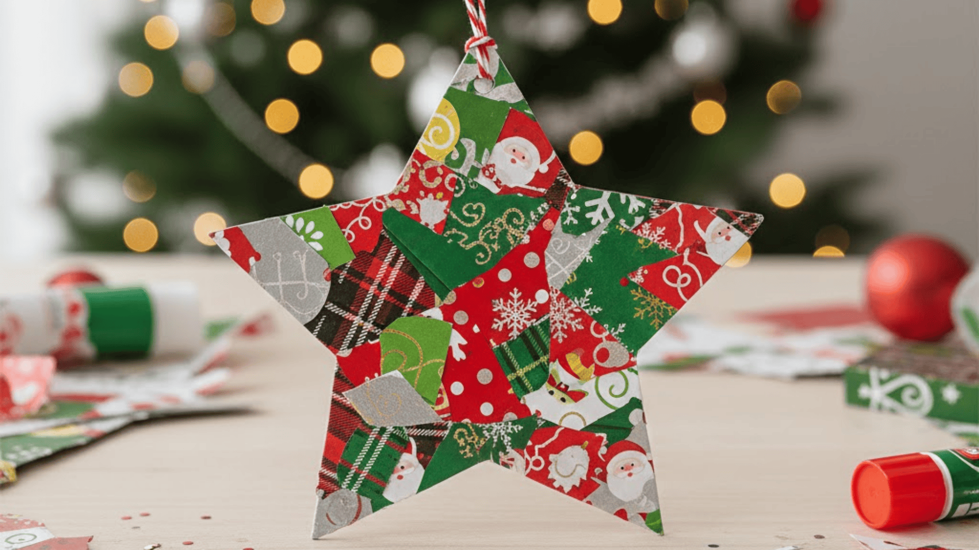 leftover gift wrap scrap ornament