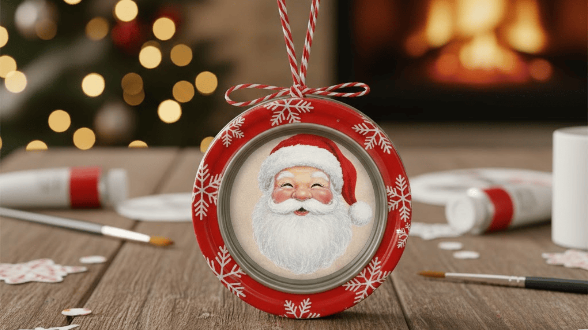 mason jar lid photo ornament