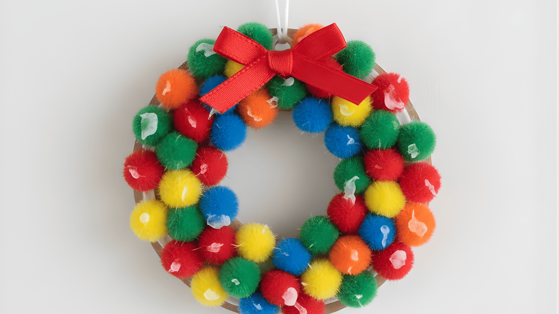 mini pom pom wreath ornament
