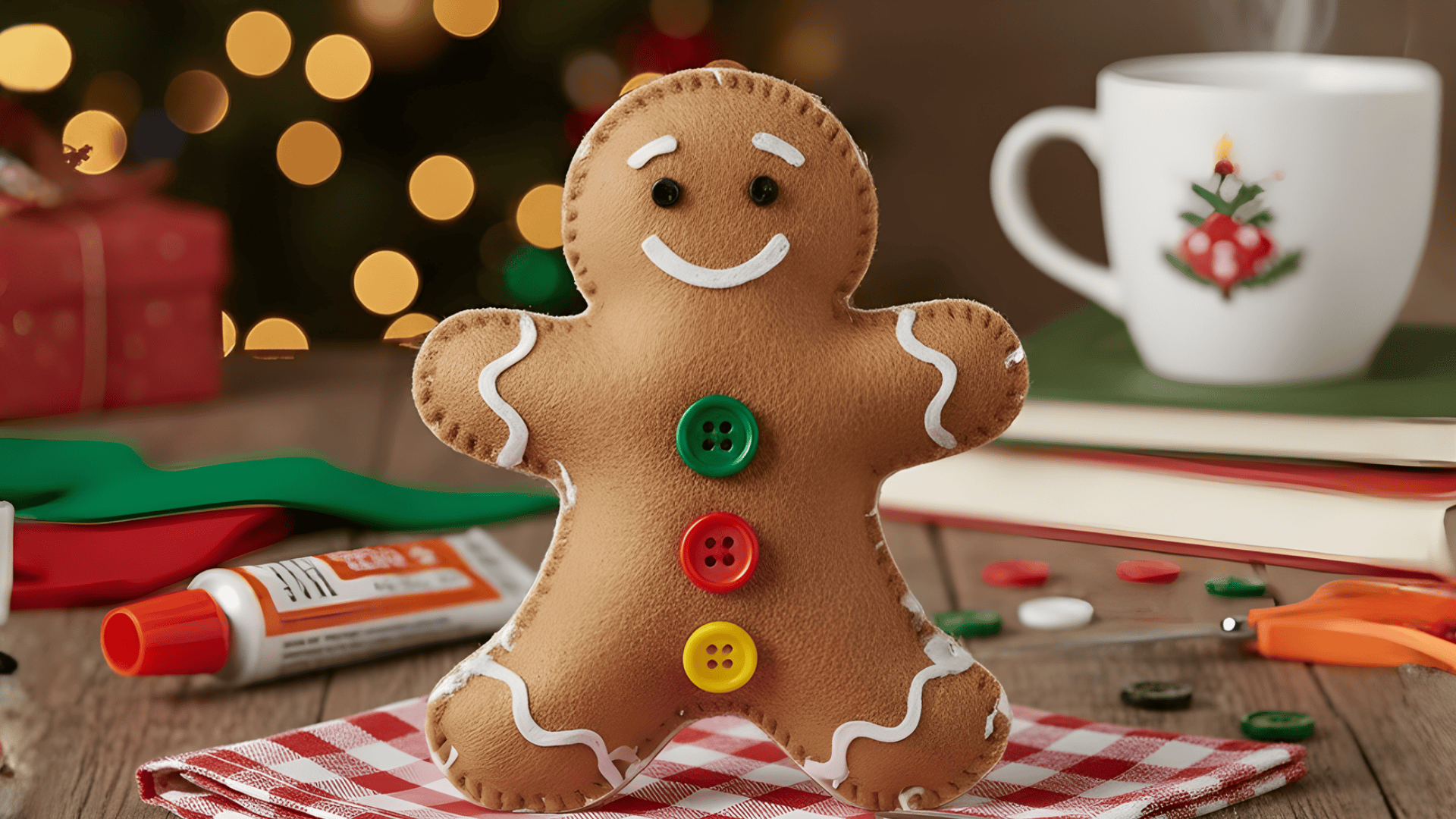 no sew felt gingerbread ornament