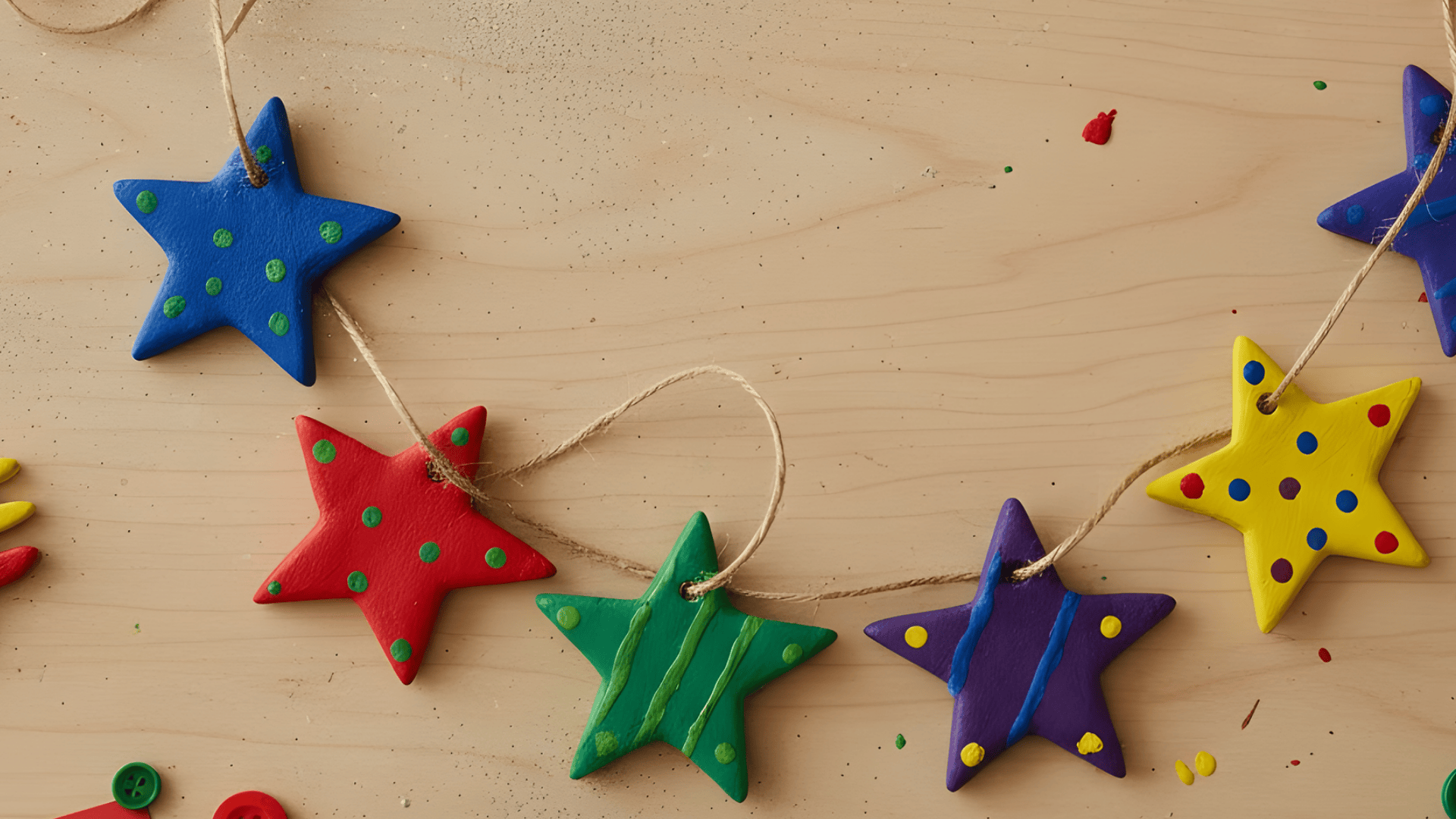 painted clay star garland ornament