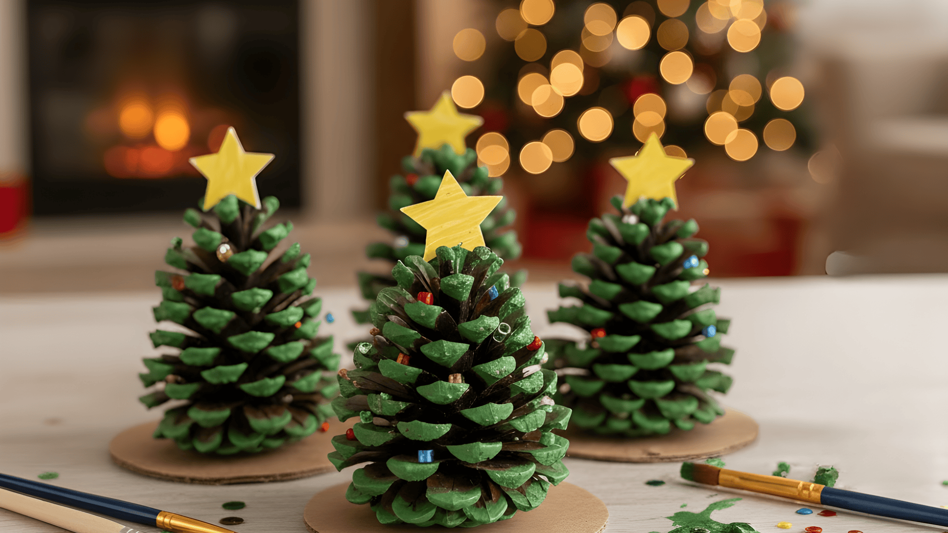 painted pine cone christmas trees