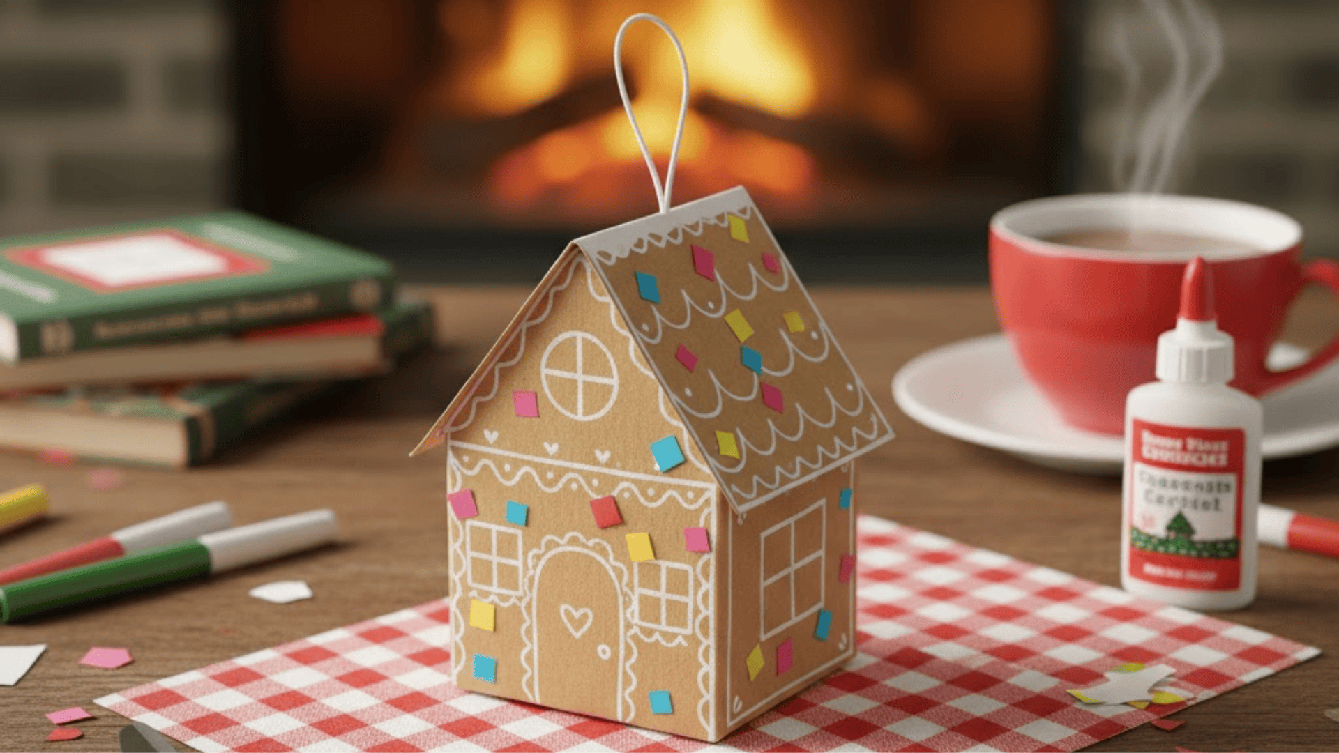 paper gingerbread house cutout ornament