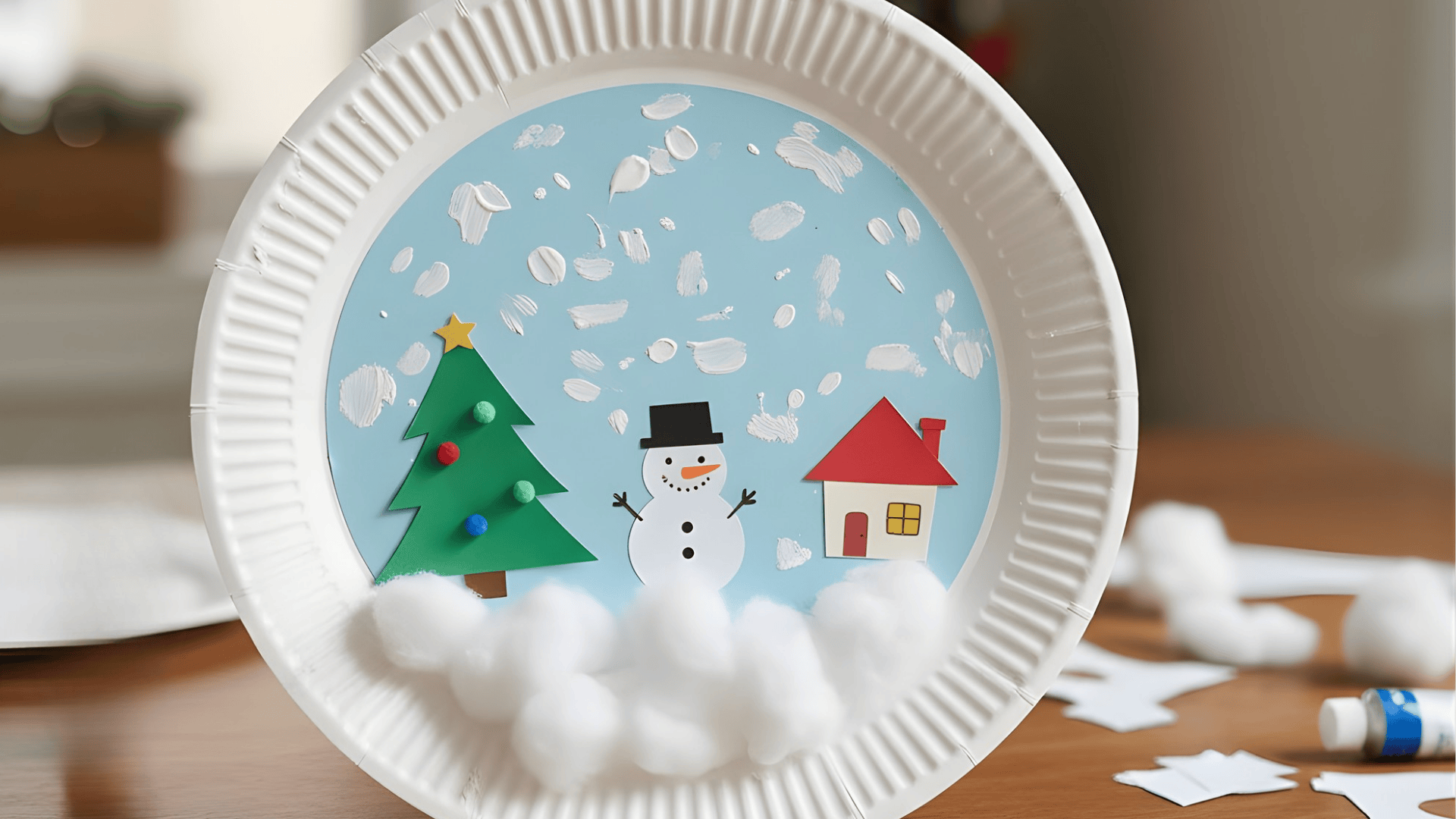 paper plate snow globe craft