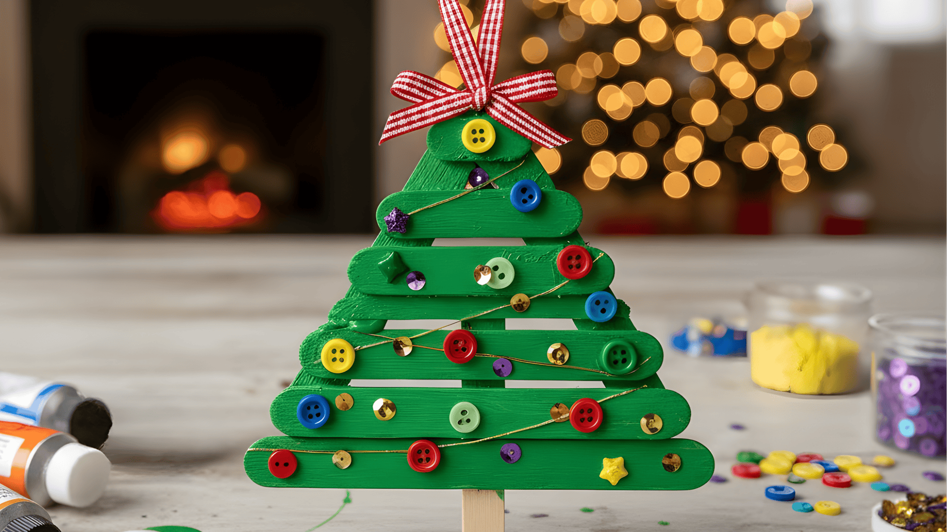 popsicle stick christmas trees