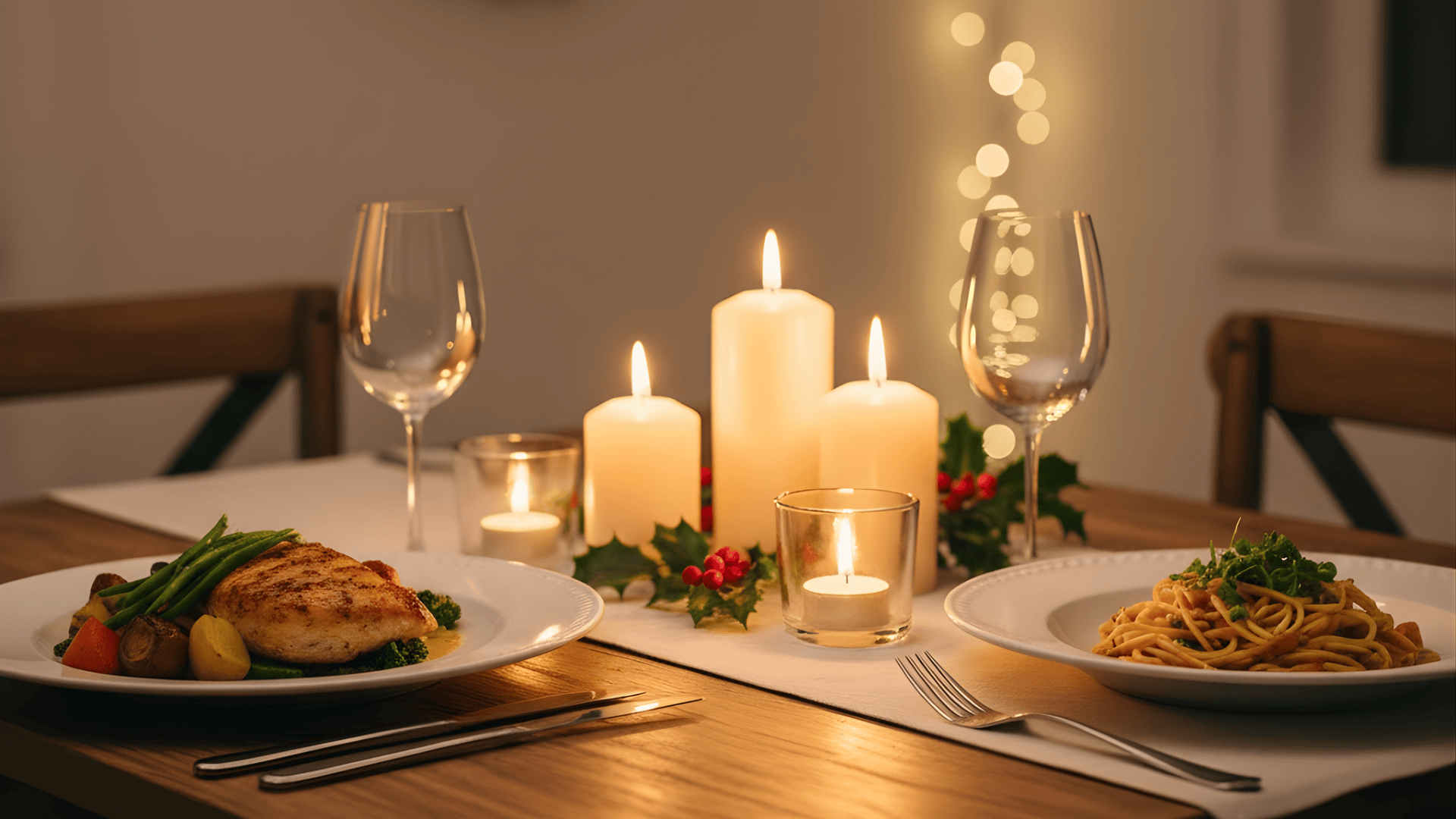 share a candlelit dinner or dessert
