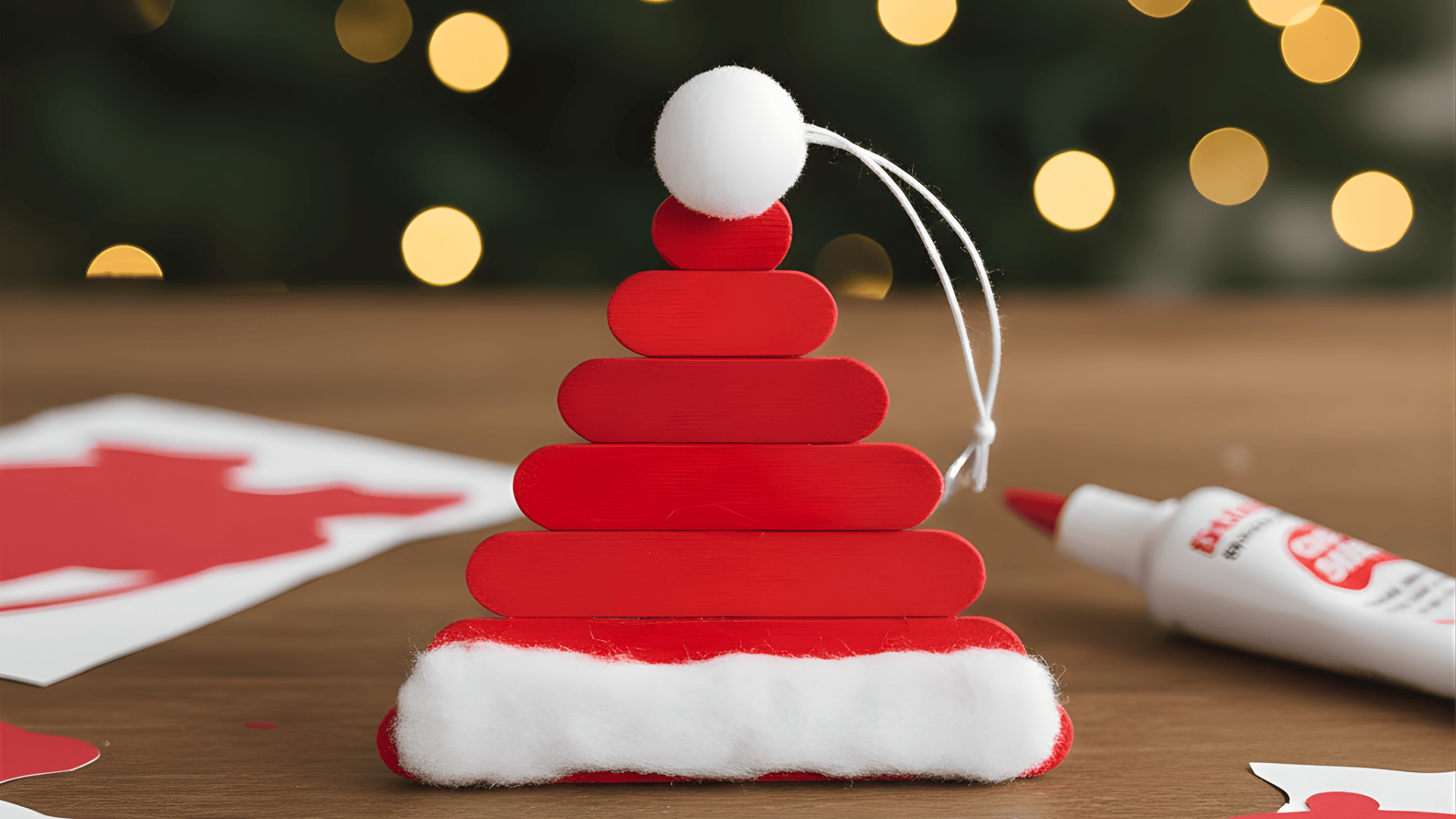 triangle santa hat ornament