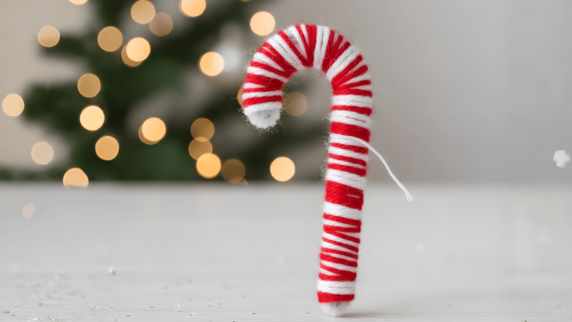 yarn wrapped candy cane ornament