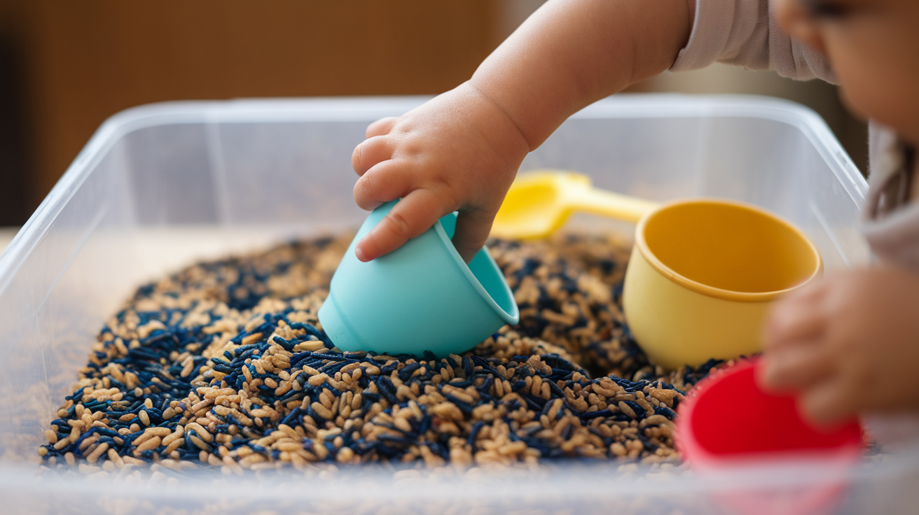 rice bin sensory play